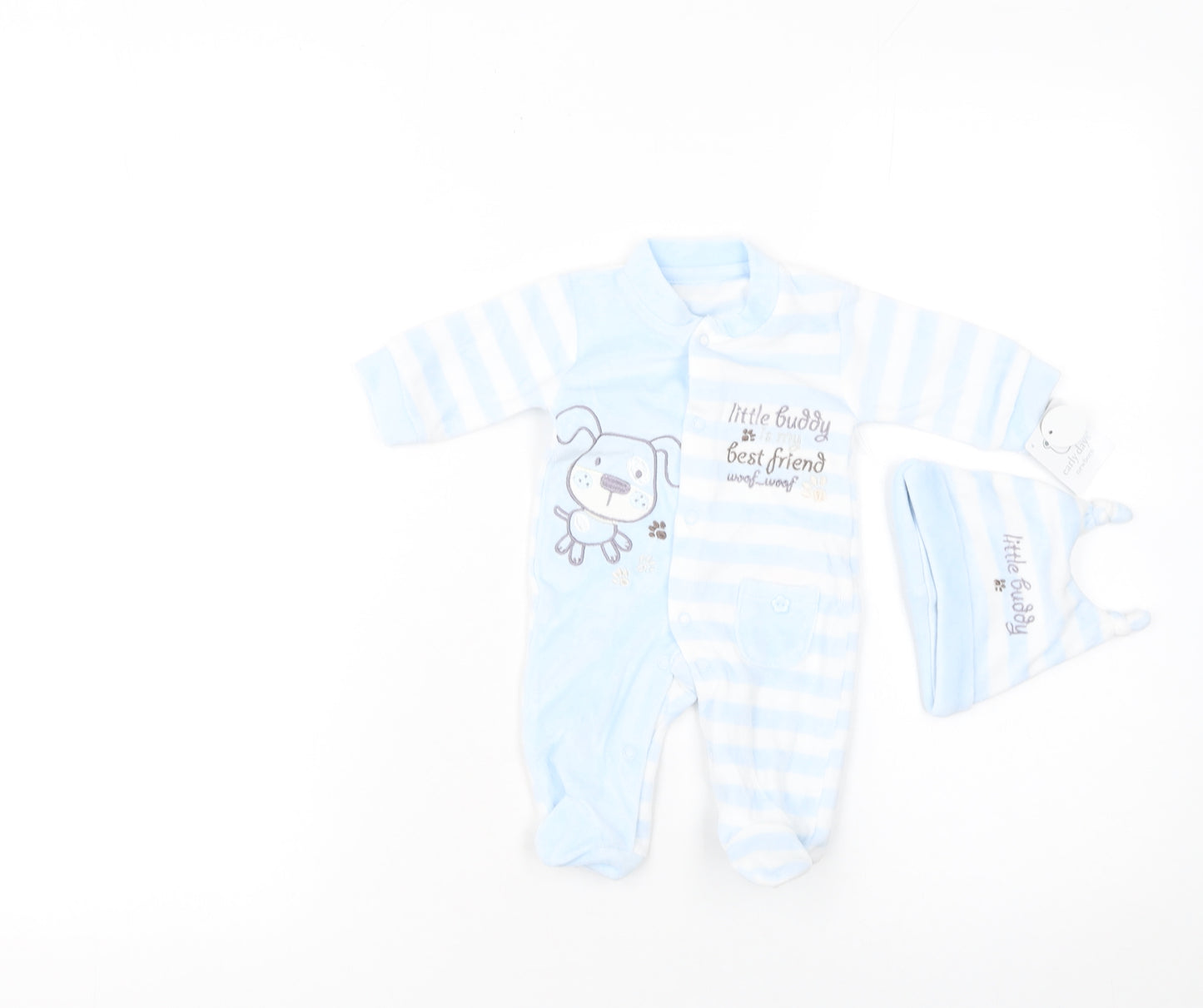 Early Days Unisex Baby Blue Striped Dog Babygrow & Hat Set 0-3 Months