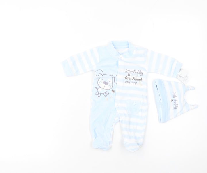 Early Days Unisex Baby Blue Striped Dog Babygrow & Hat Set 0-3 Months