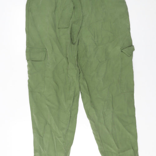 Dunnes Stores Womens Green Size 14 Cargo Belted High Rise Trousers