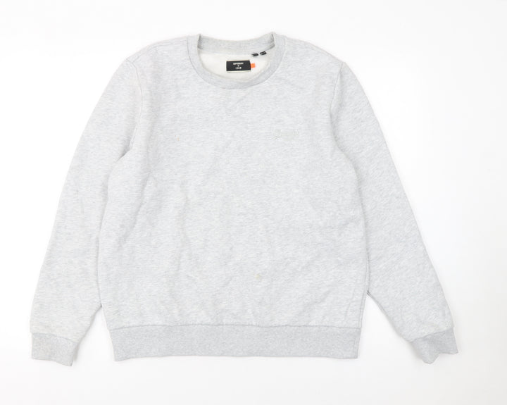 Superdry Women's Grey Crew Neck Pullover Sweatshirt UK 12