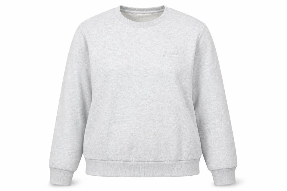 Front view of Superdry Women's Grey Crew Neck Pullover Sweatshirt UK 12
