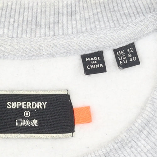 Superdry Women's Grey Crew Neck Pullover Sweatshirt UK 12