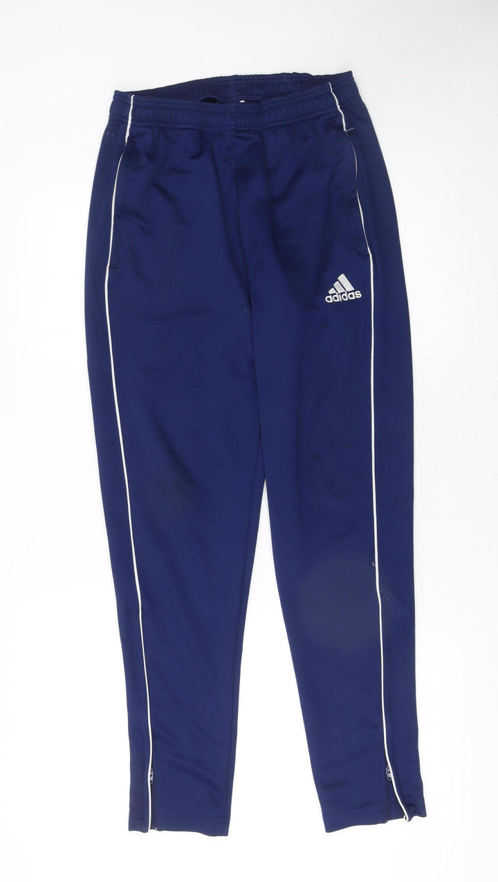 Adidas Men's Blue Jogger Trousers Size M Tapered Fit Zip Ankles