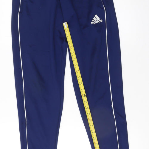 Adidas Men's Blue Jogger Trousers Size M Tapered Fit Zip Ankles