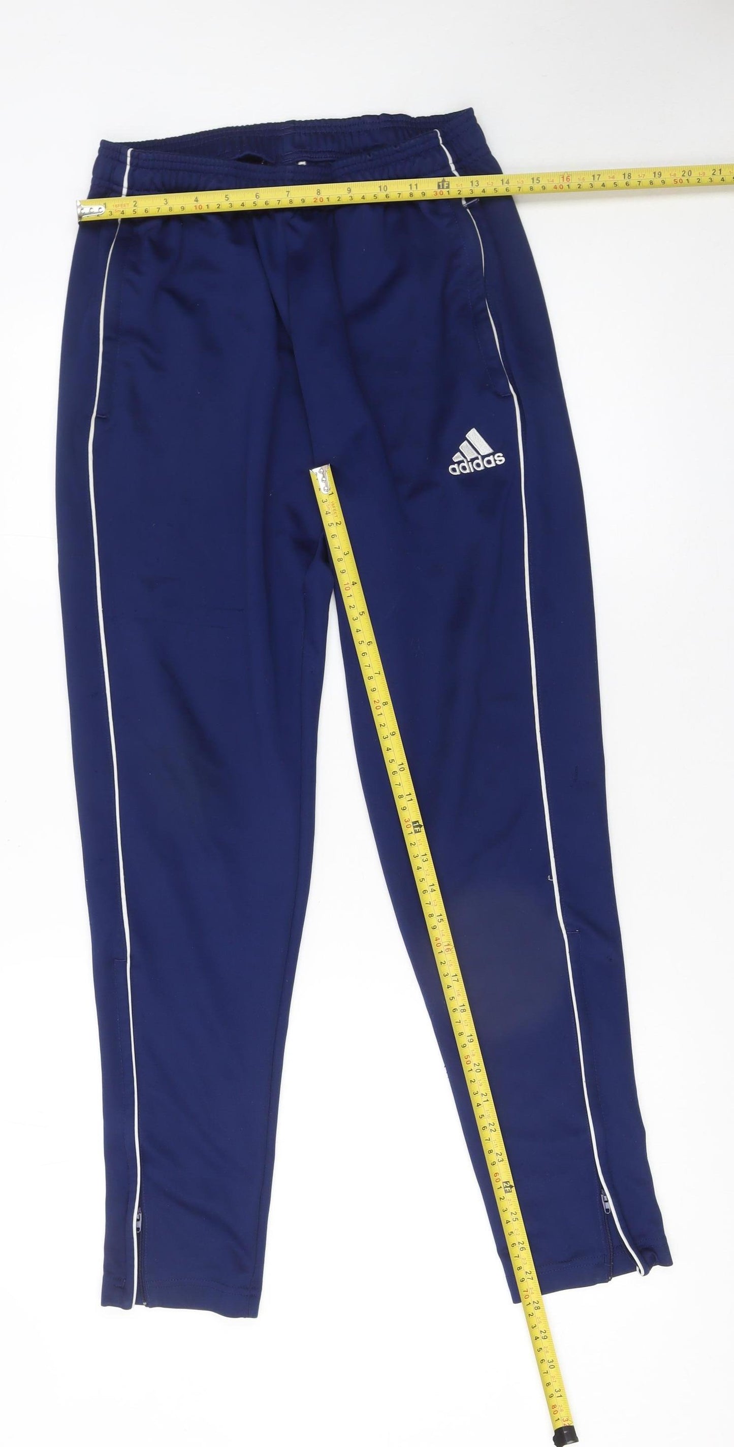 Adidas Men's Blue Jogger Trousers Size M Tapered Fit Zip Ankles