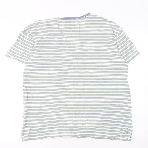 Superdry Women's Green Striped Cotton T-Shirt UK 14 Short Sleeve