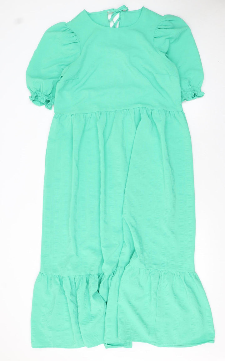 New Look Tall Women's Green Fit & Flare Midi Dress Size 10