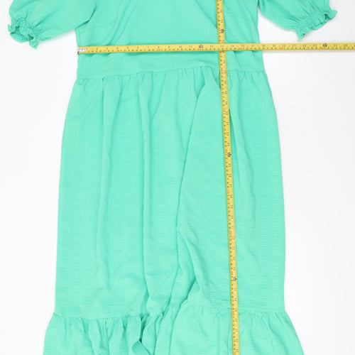 New Look Tall Women's Green Fit & Flare Midi Dress Size 10
