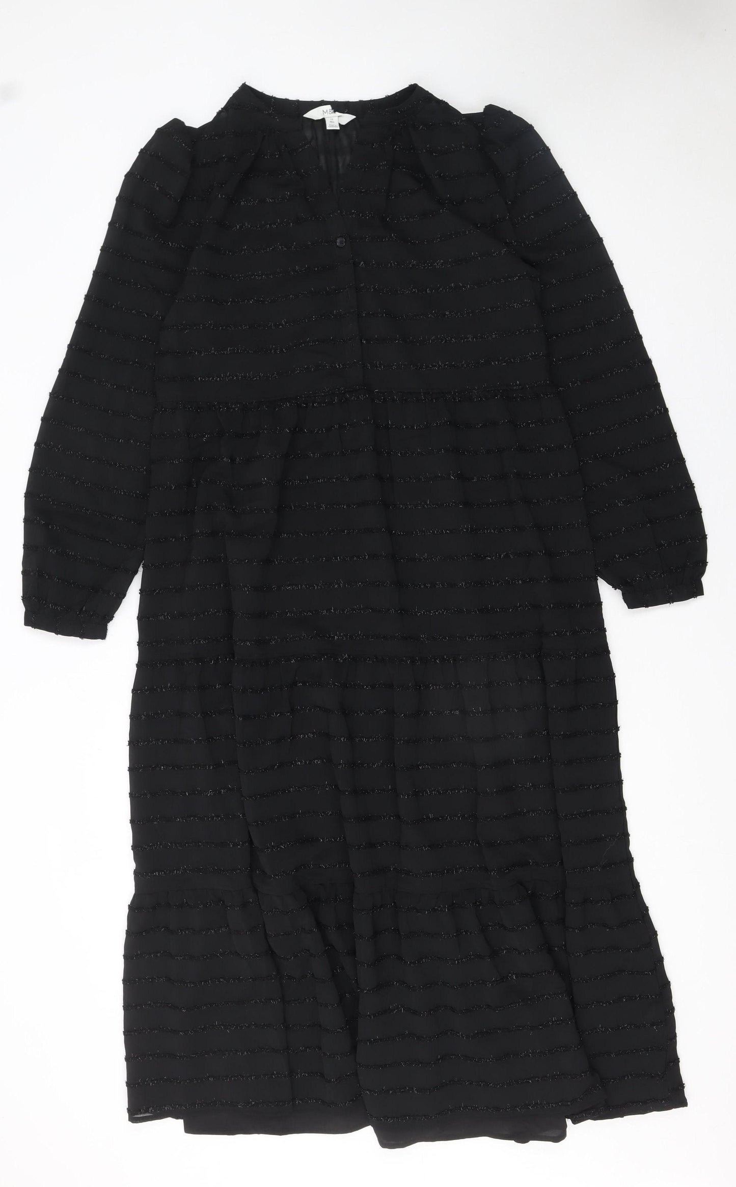 Marks and Spencer Women Black Midi Fit & Flare Dress Size 12