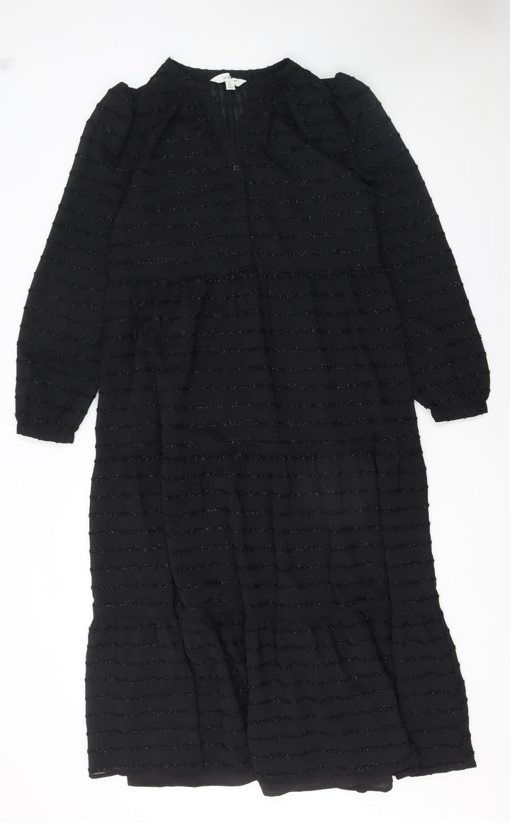 Marks and Spencer Women Black Midi Fit & Flare Dress Size 12