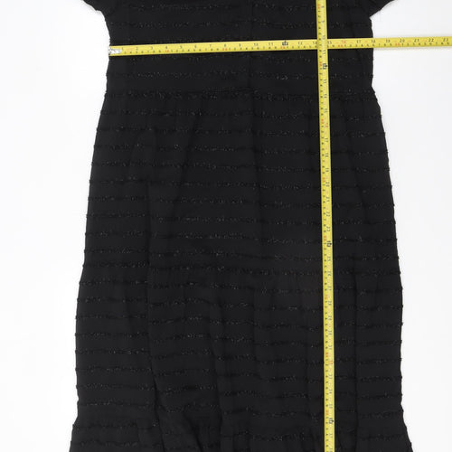 Marks and Spencer Women Black Midi Fit & Flare Dress Size 12