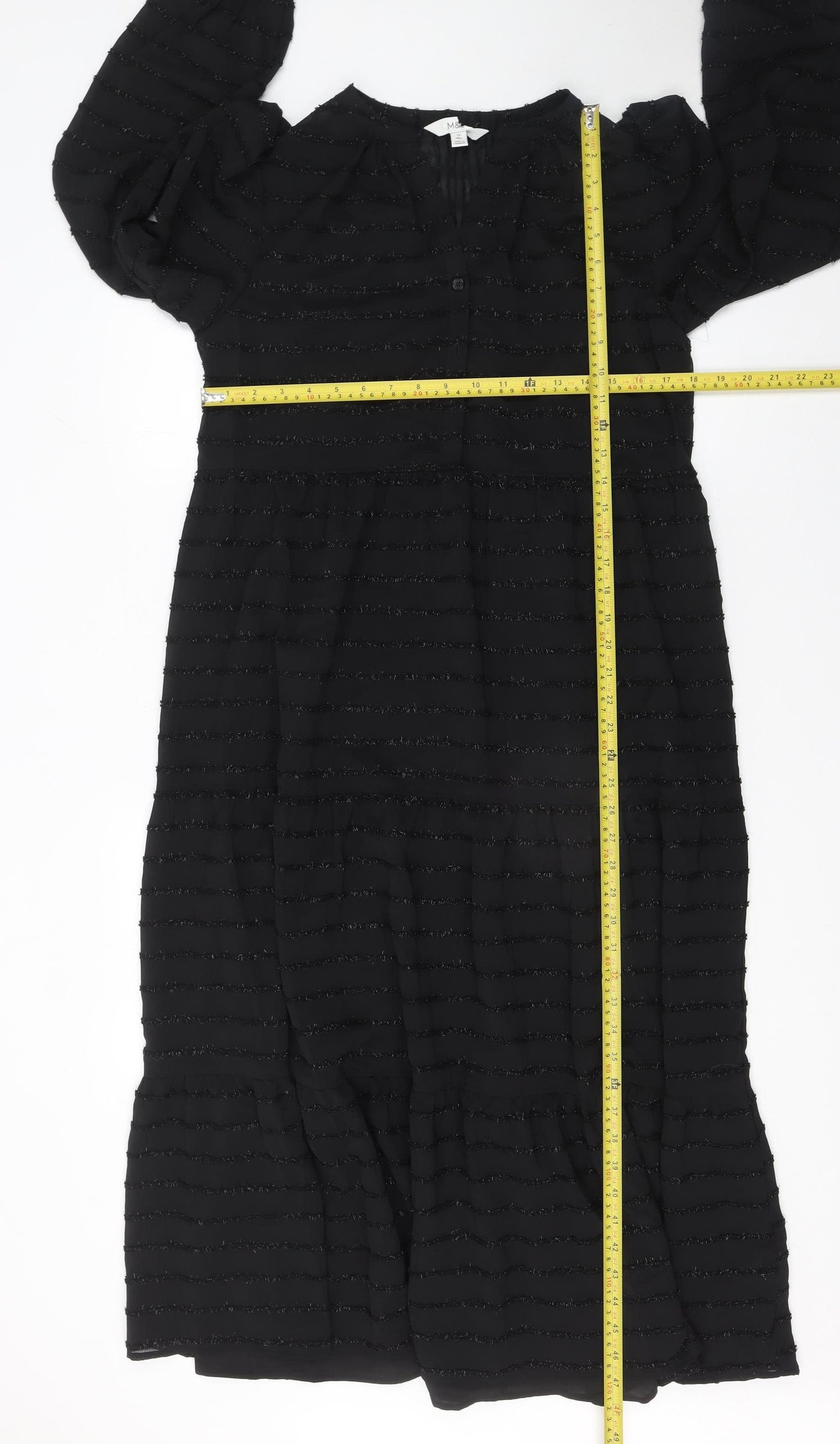 Marks and Spencer Women Black Midi Fit & Flare Dress Size 12
