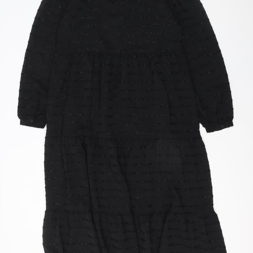 Marks and Spencer Women Black Midi Fit & Flare Dress Size 12