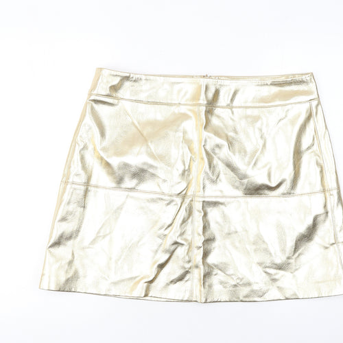 Marks and Spencer Women Gold A-Line Short Skirt Size 18 Party Wear