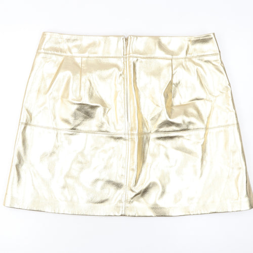 Marks and Spencer Women Gold A-Line Short Skirt Size 18 Party Wear