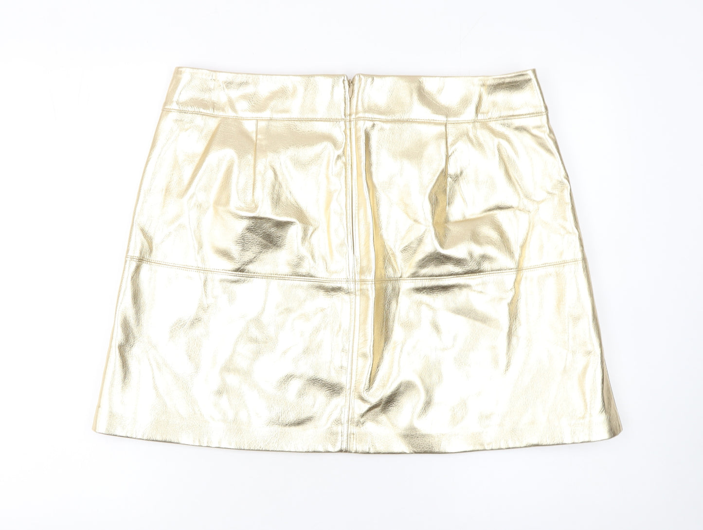 Marks and Spencer Women Gold A-Line Short Skirt Size 18 Party Wear