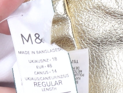 Marks and Spencer Women Gold A-Line Short Skirt Size 18 Party Wear