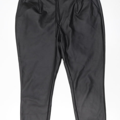 Vero Moda Women’s Black Faux Leather Jogger Trousers Size 12