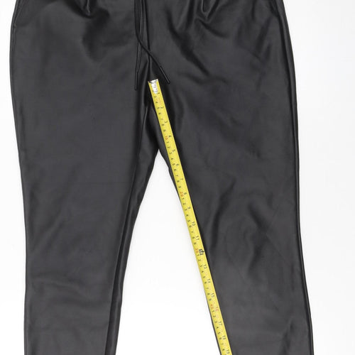 Vero Moda Women’s Black Faux Leather Jogger Trousers Size 12