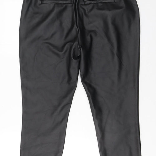 Vero Moda Women’s Black Faux Leather Jogger Trousers Size 12