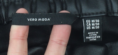 Vero Moda Women’s Black Faux Leather Jogger Trousers Size 12