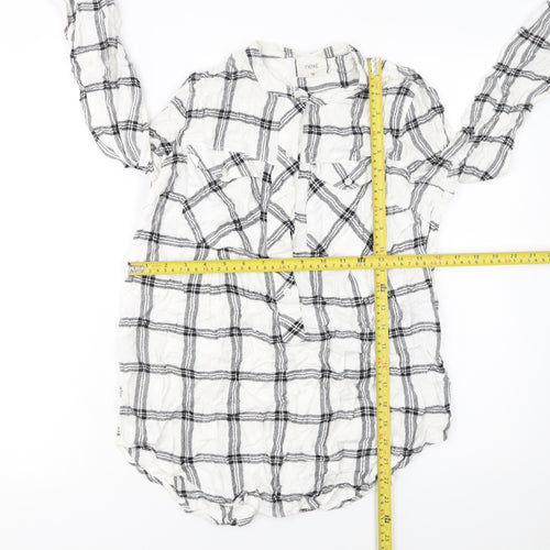 Next Womens White Check Long Sleeve Button-Up Shirt Size 10