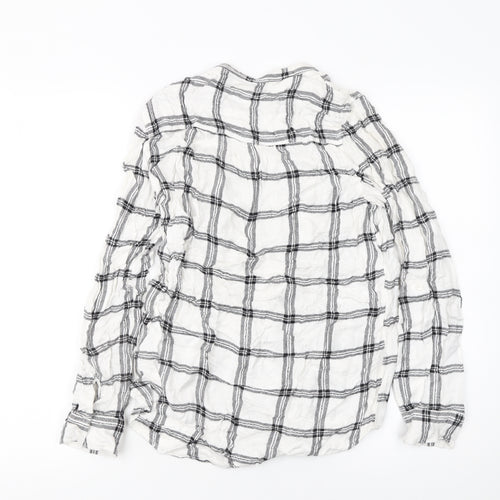 Next Womens White Check Long Sleeve Button-Up Shirt Size 10