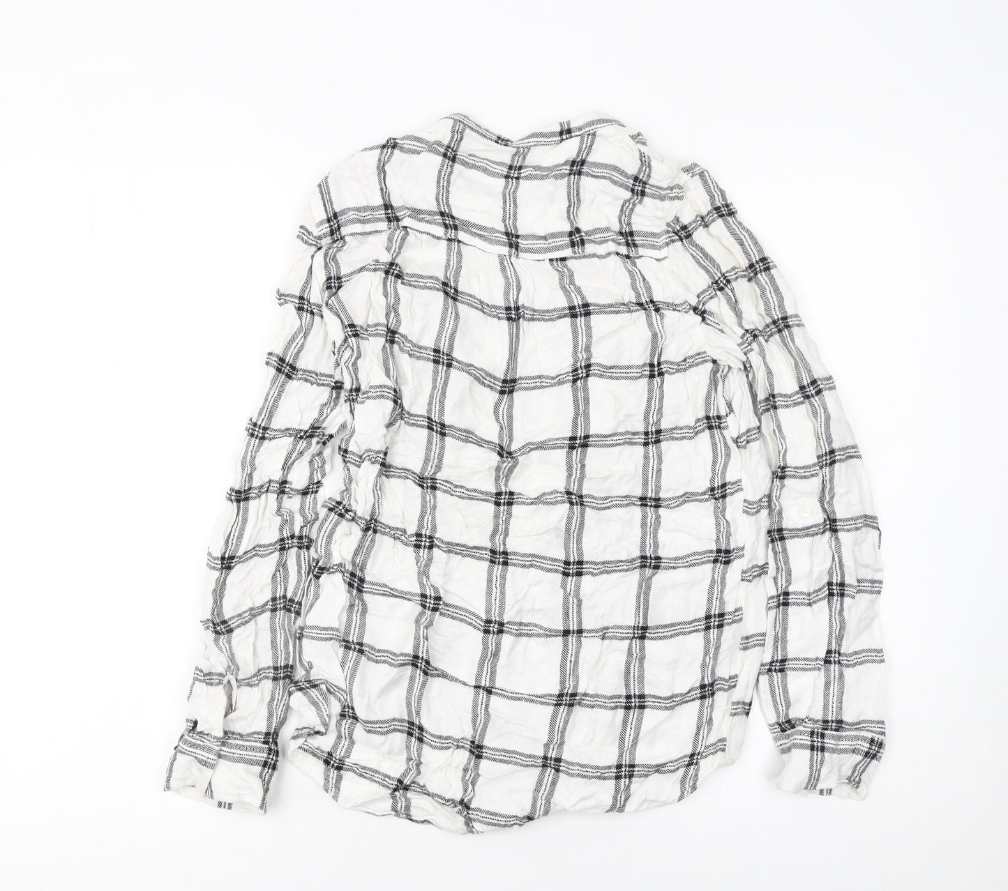 Next Womens White Check Long Sleeve Button-Up Shirt Size 10