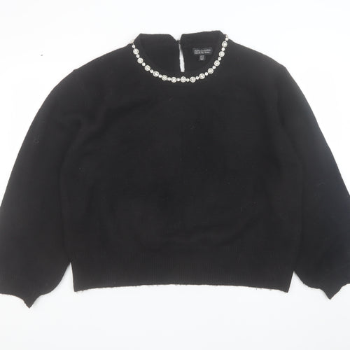 Millie Mackintosh Women's Black Jewel Neck Long Sleeve Pullover Jumper Size 20