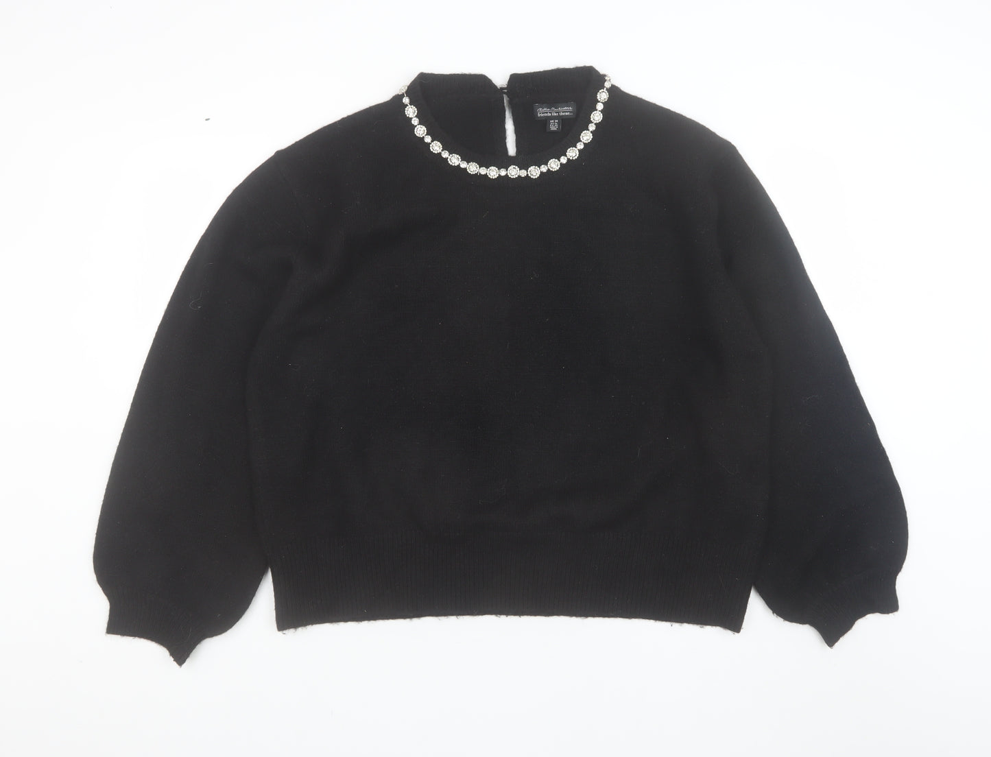Millie Mackintosh Women's Black Jewel Neck Long Sleeve Pullover Jumper Size 20