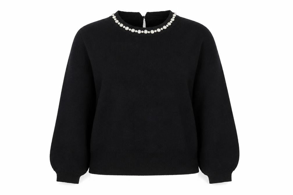 Millie Mackintosh Women's Black Jewel Neck Long Sleeve Pullover Jumper Size 20