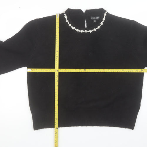 Millie Mackintosh Women's Black Jewel Neck Long Sleeve Pullover Jumper Size 20