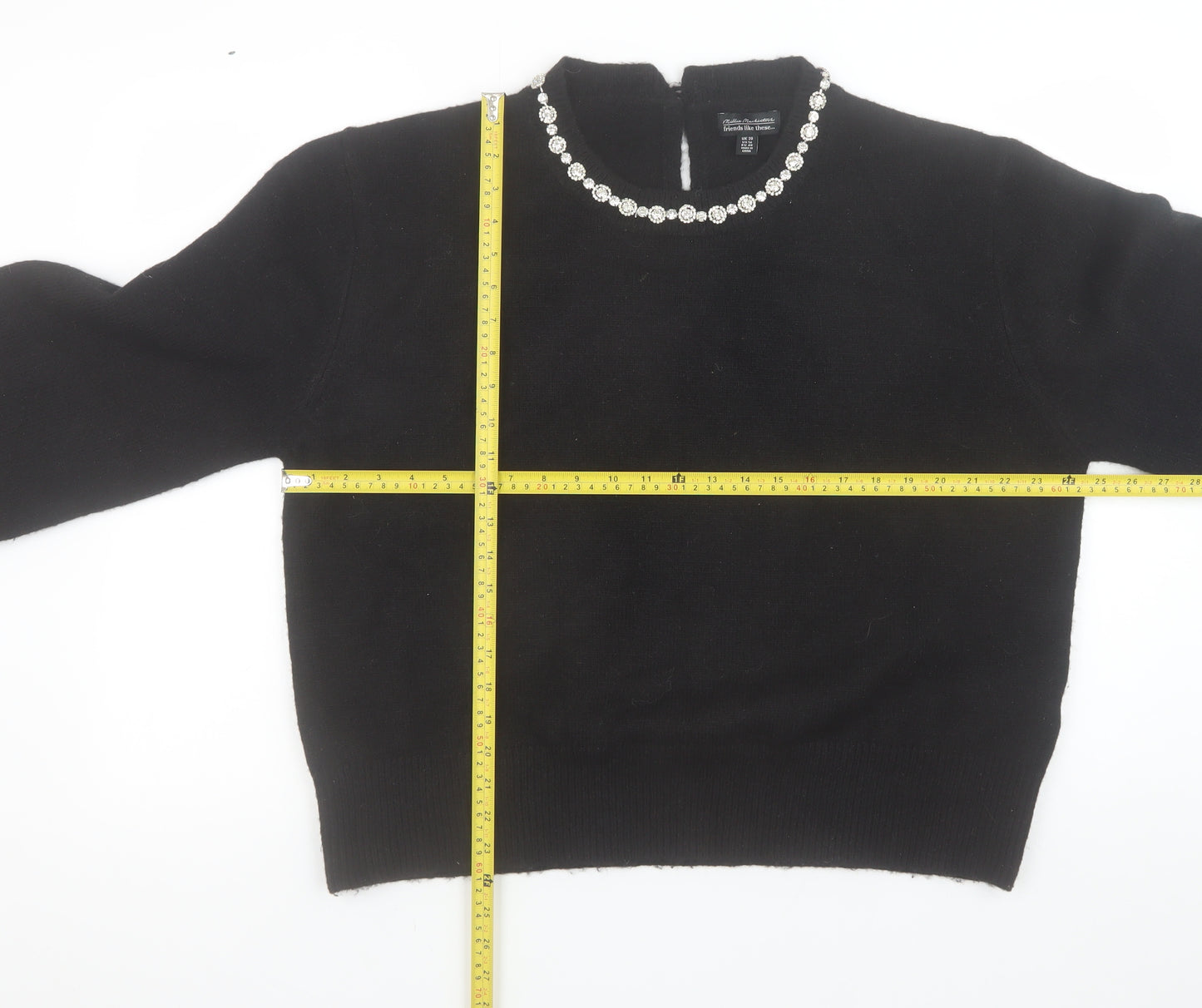 Millie Mackintosh Women's Black Jewel Neck Long Sleeve Pullover Jumper Size 20