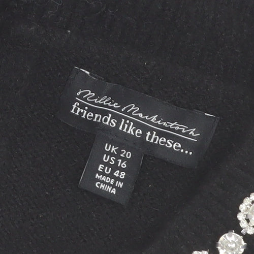 Millie Mackintosh Women's Black Jewel Neck Long Sleeve Pullover Jumper Size 20