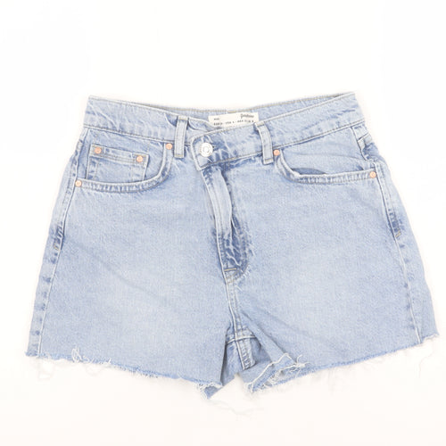 Stradivarius Women's Blue Denim Mom Shorts Size 8 High Rise