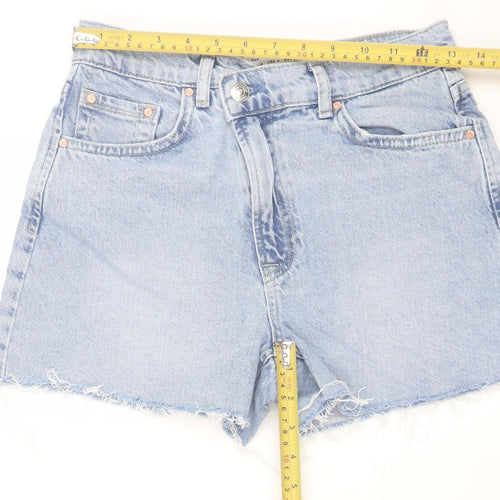 Stradivarius Women's Blue Denim Mom Shorts Size 8 High Rise