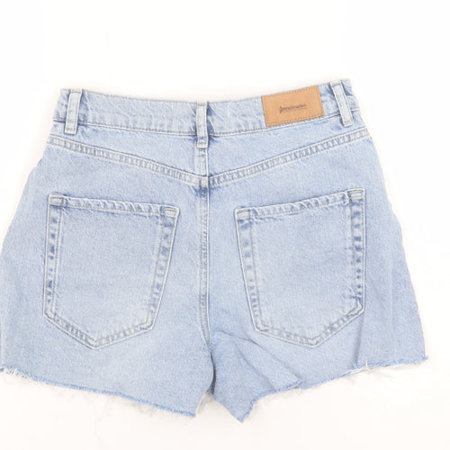 Stradivarius Women's Blue Denim Mom Shorts Size 8 High Rise