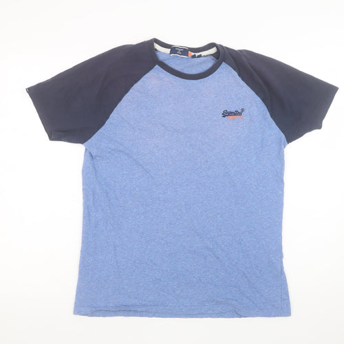 Superdry Men's Blue Colourblock Crew Neck Short Sleeve T-Shirt Size M