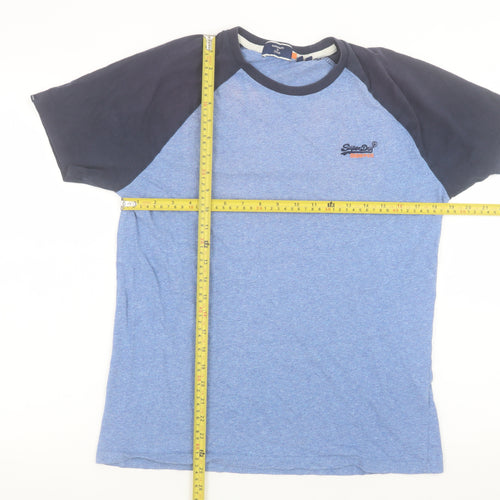 Superdry Men's Blue Colourblock Crew Neck Short Sleeve T-Shirt Size M
