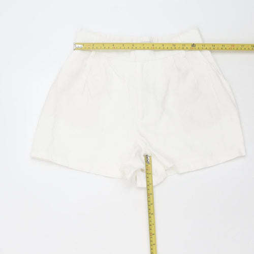 Stradivarius Women Ivory Chino Shorts Size 8 Lightweight Viscose Blend
