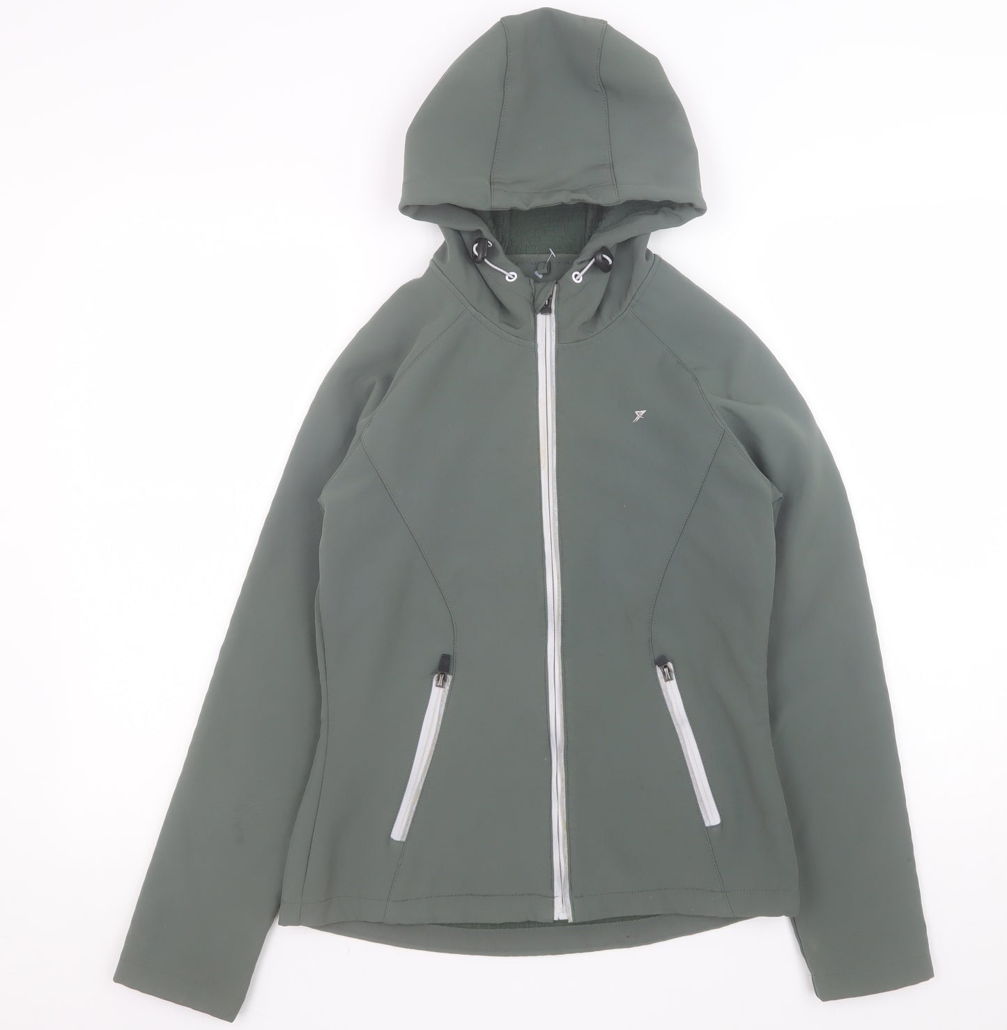 WORK OUT Womens Green XS Softshell Hooded Zip Jacket