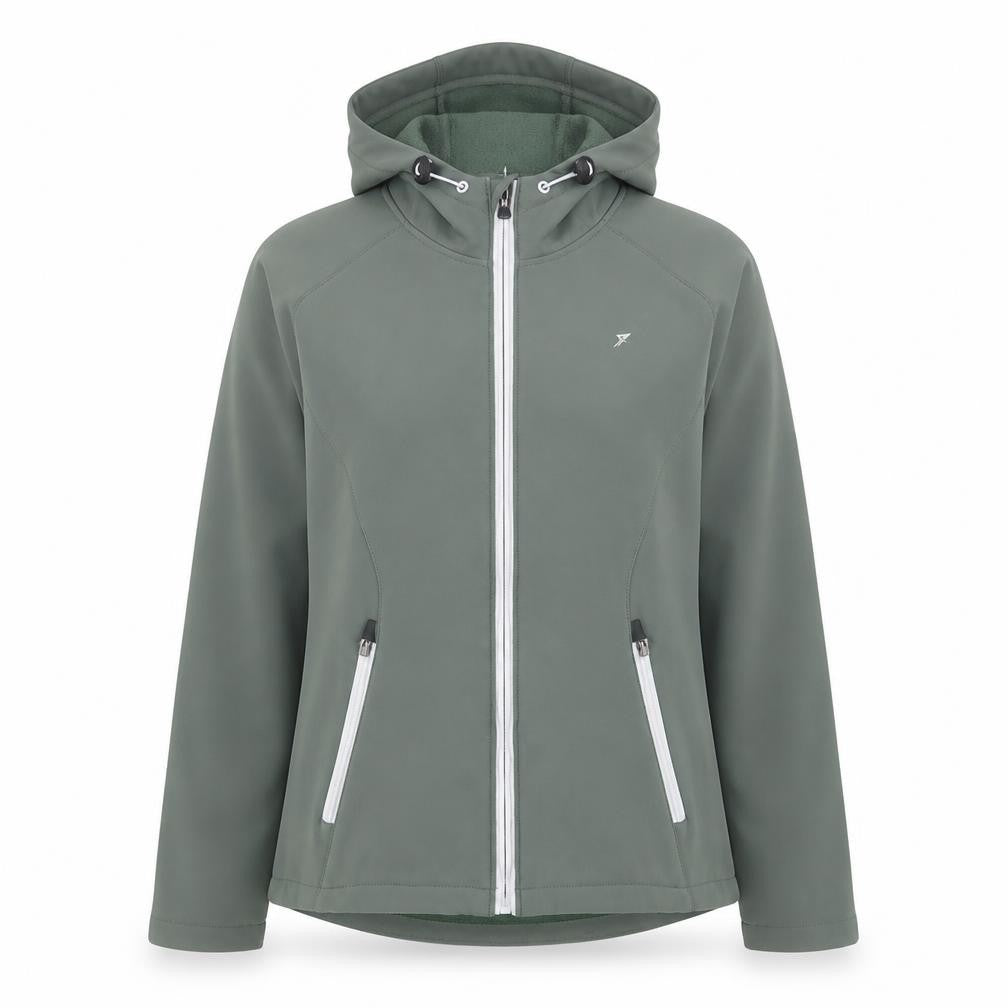 WorkOut Womens Green XS Softshell Hooded Zip Jacket