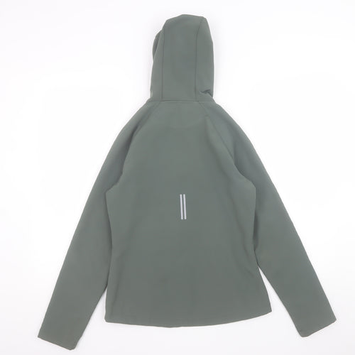 WORK OUT Womens Green XS Softshell Hooded Zip Jacket
