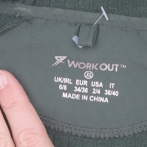 WORK OUT Womens Green XS Softshell Hooded Zip Jacket