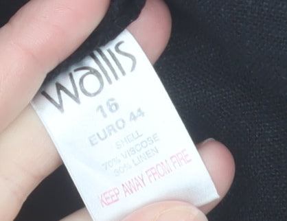 Wallis Women's Black A-Line Knee Length Dress Size 16