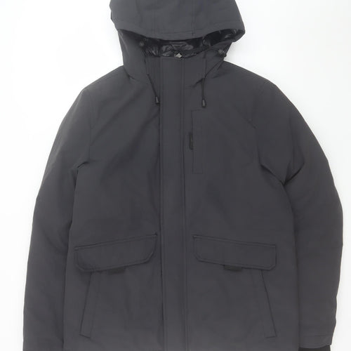 Racing Green Men’s Black Parka Jacket M Hooded Water Resistant