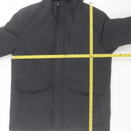 Racing Green Men’s Black Parka Jacket M Hooded Water Resistant