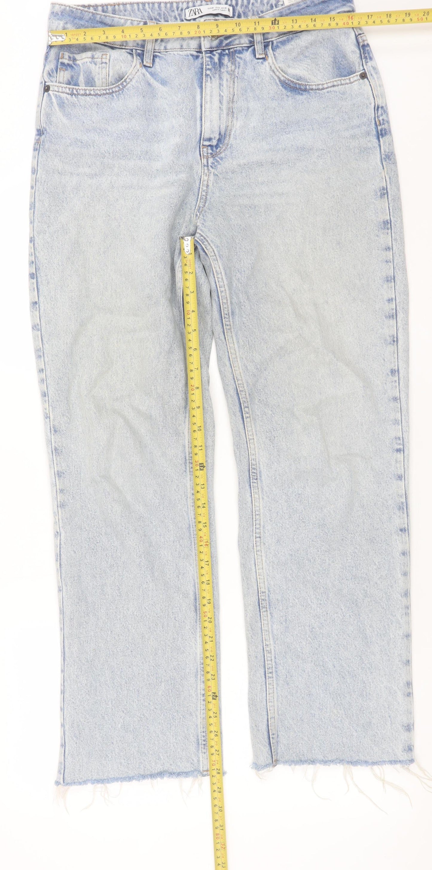 Zara Women Blue High Rise Straight Leg Jeans Size 12