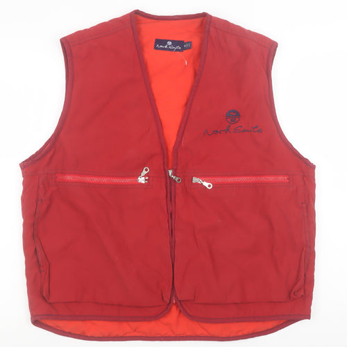North Sails Mens Red Cotton Waistcoat M Regular Fit Outdoor Bodywarmer