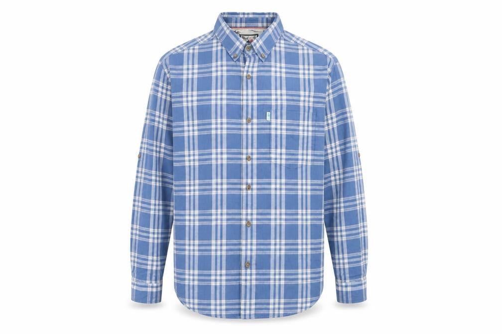 Front view of Next Men's Blue Check Cotton Long Sleeve Button-Up Shirt L